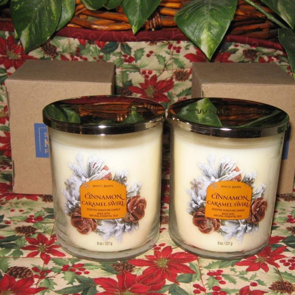 BBW White Barn Cinnamon Caramel Swirl Scented Signature Candle Lot of 2 - Picture 2 of 4